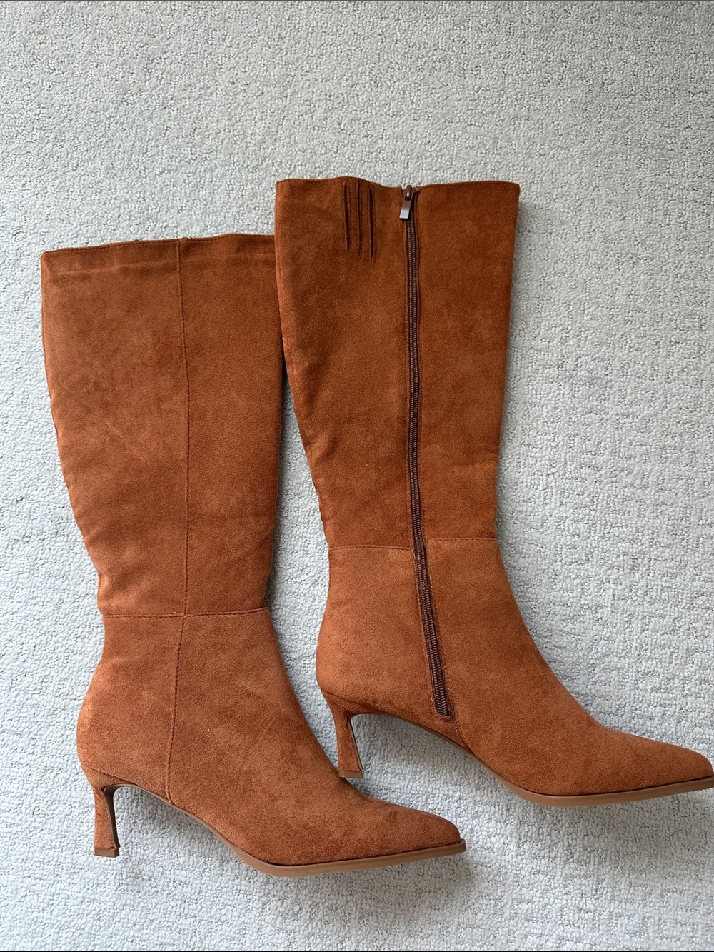 Forever Tan Rust Faux Suede Knee-High Heeled Boots